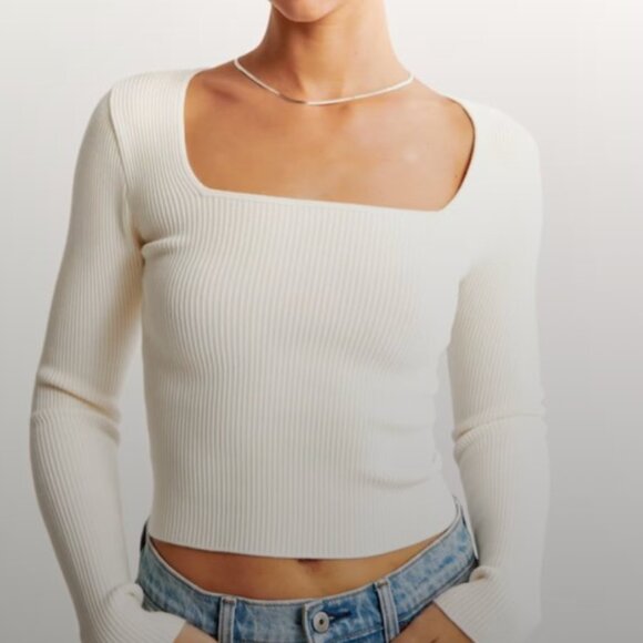 Abercrombie & Fitch Sweaters - ABERCROMBIE & FITCH Long-Sleeve Ottoman Squareneck Top